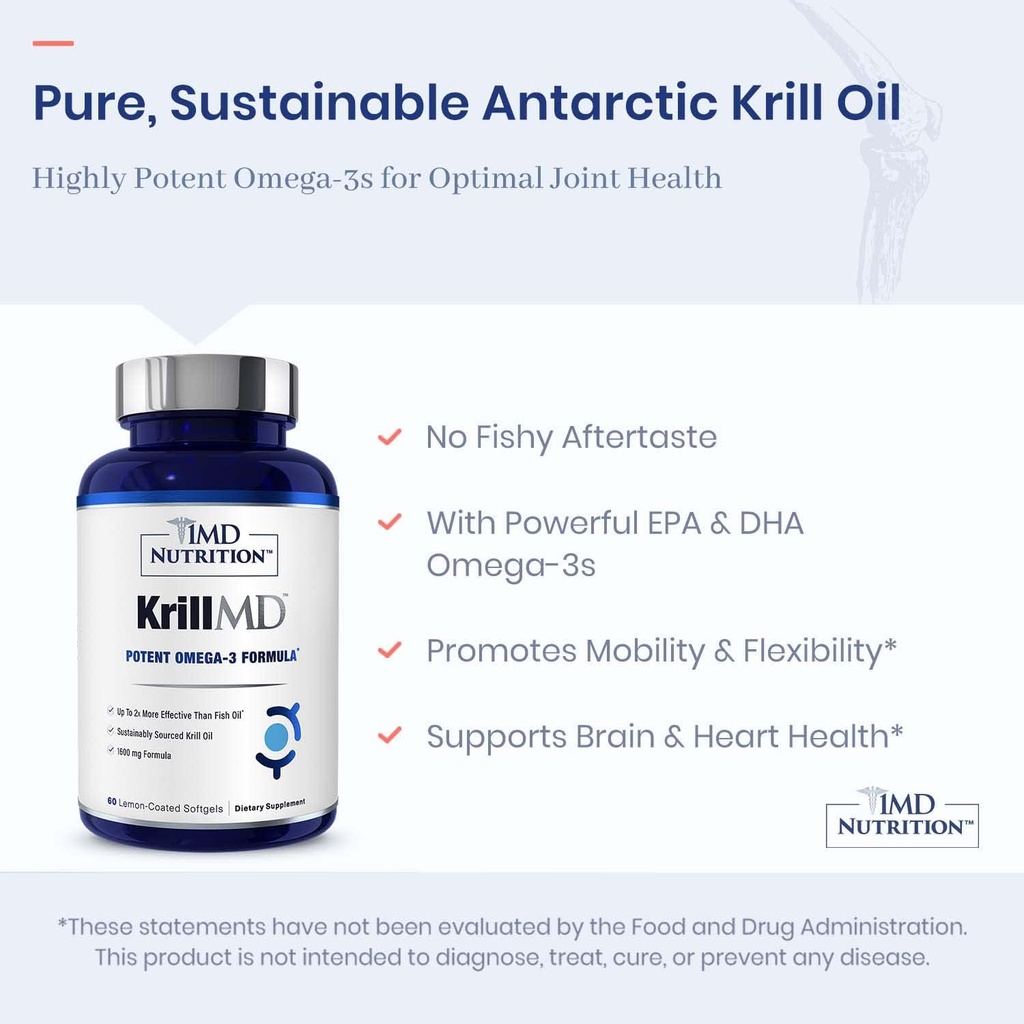 1MD Nutrition KrillMD - Antarctic Krill Oil Omega 3 Supplement with Astaxanthin, EPA, DHA | 2X More Effective Than Fish Oil | 60 Softgels 5
