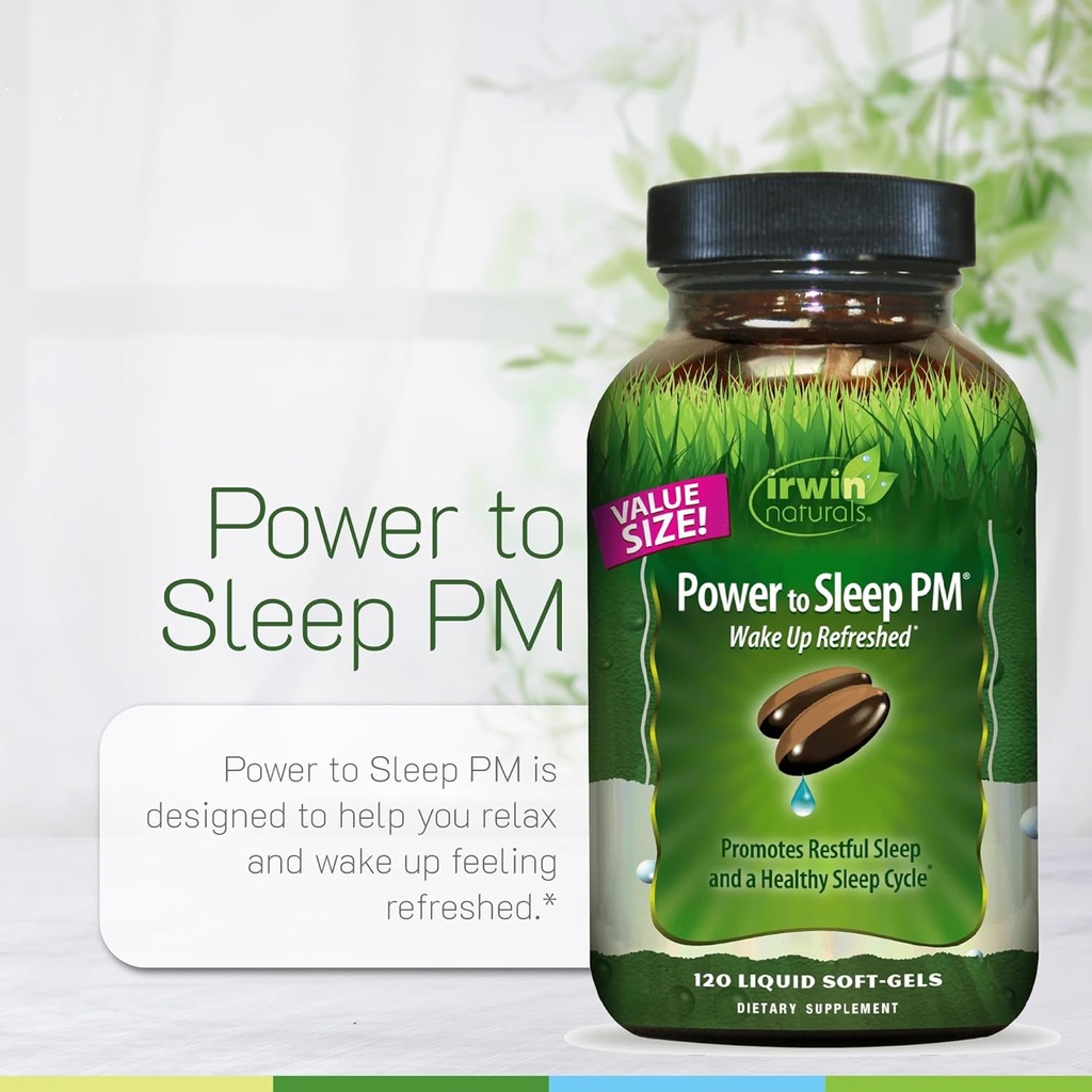 Irwin Naturals Power to Sleep PM - 120 Liquid Soft-Gels - with Melatonin, GABA, Ashwagandha, Valerian Root & L-Theanine - 60 Servings 6