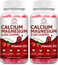 Calcium, Magnesium, Zinc & Vitamin D Gummies - 2 Pack | Vitamins for Women, Men & Kids | Calcium Supplements for Strong Healthy Bones, Zinc Gummies, Gluten-Free, Vegan - 120 Count 2