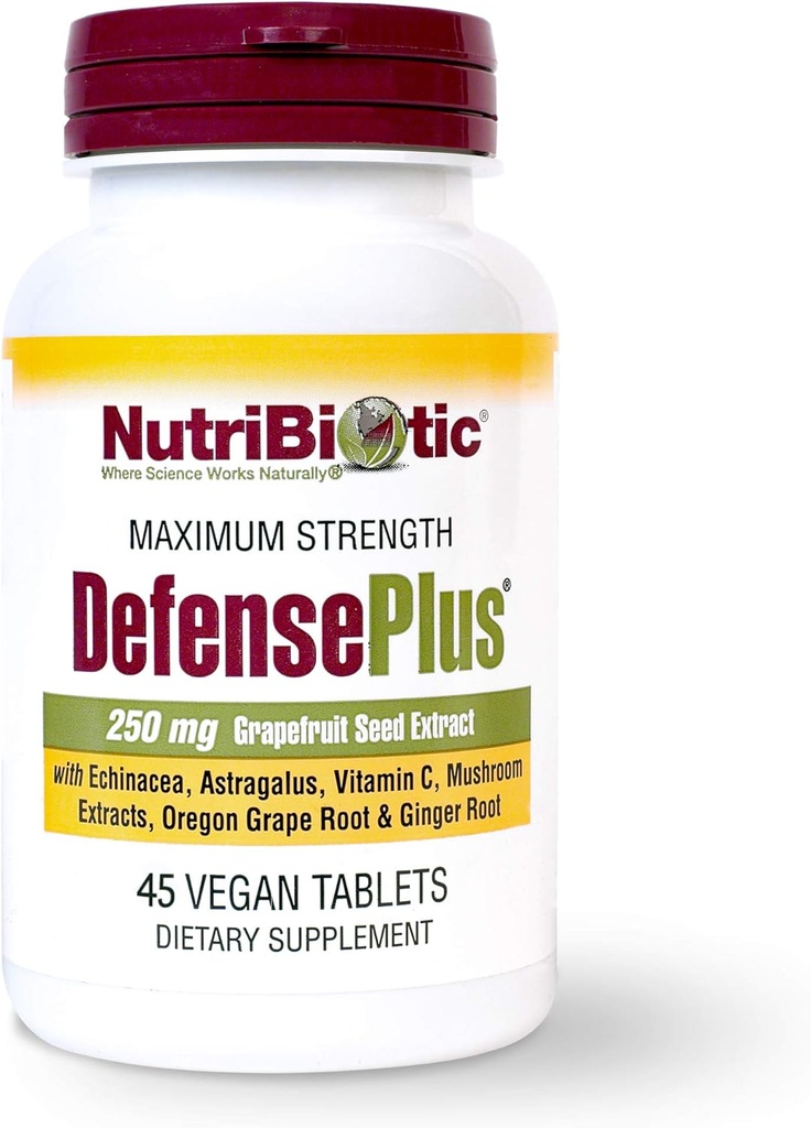 NutriBiotic – DefensePlus, 45 Tablets | 11 in 1 Immune Support with Vitamin C, Zinc, Grapefruit Seed Extract, Echinacea, Astragalus Root & Immune Boosting Extracts & Mushrooms | Vegan & Gluten Free 2