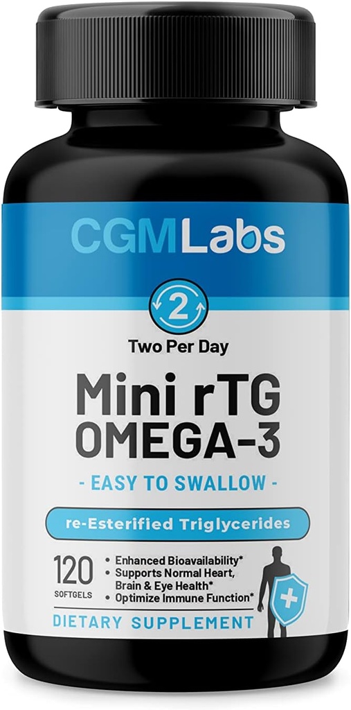 rTG Omega 3 Fish Oil Dietary Supplement - High Absorption & Fast Acting, Burpless Fish Oil Supplement from Anchovy. re-esterified Triglyceride w/EPA & DHA (as rTG) 960mg - 120 Softgels by CGM Labs 2