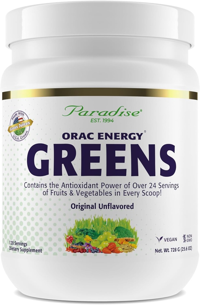 Paradise Herbs, ORAC Energy Greens Powder, Antioxidant Power of 24 Servings of Fruits & Vegetables in 1 Scoop, 120 Servings 2