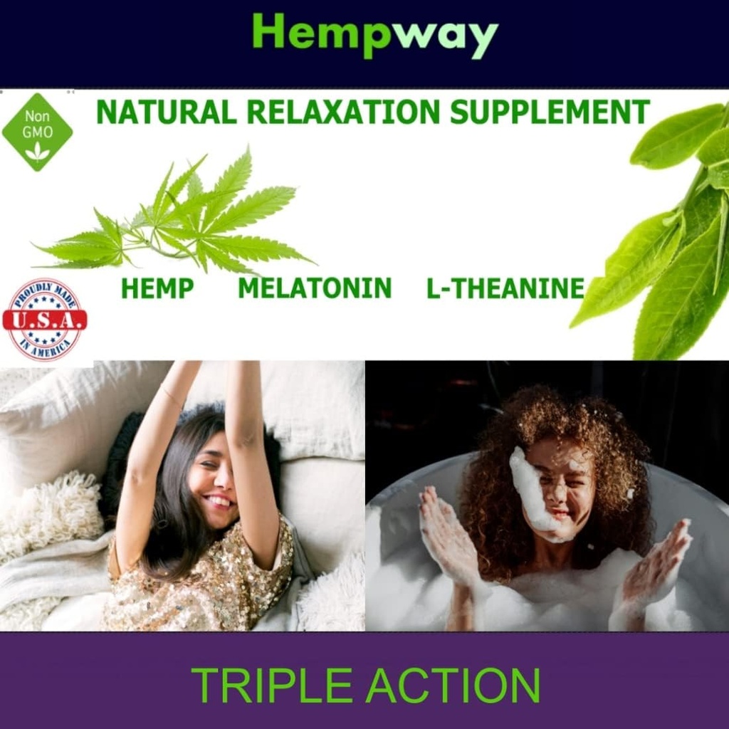 Hemp Sleep Gummies Triple Action | Promotes Healthy Sleep | Relaxes Body & Mind | Made in USA | 5mg Melatonin | 200mg Hemp | 10mg L-Theanine | 60 Organic Gummies 5