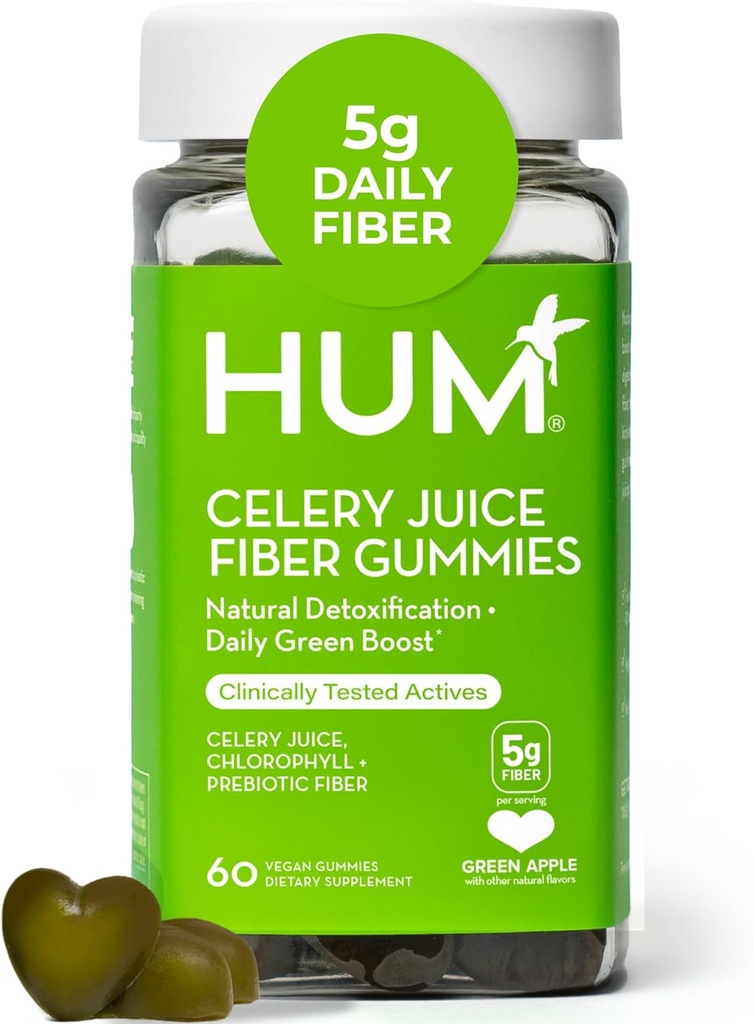 HUM Celery Juice Fiber Gummies for Adults, First Prebiotic Celery Juice Gummy, Gluten Free Fiber Supplement Supports Detoxification, Gut Health, Greens Gummies, Chlorophyll & Prebiotic Fiber, 60 Count 2