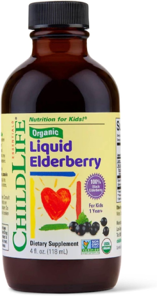 CHILDLIFE Essentials Organic Elderberry Syrup for Kids - Liquid Elderberry for Toddlers, Elderberry Extract Drops, Tincture for Babies, Toddlers, Children - 4 Fl Oz 2