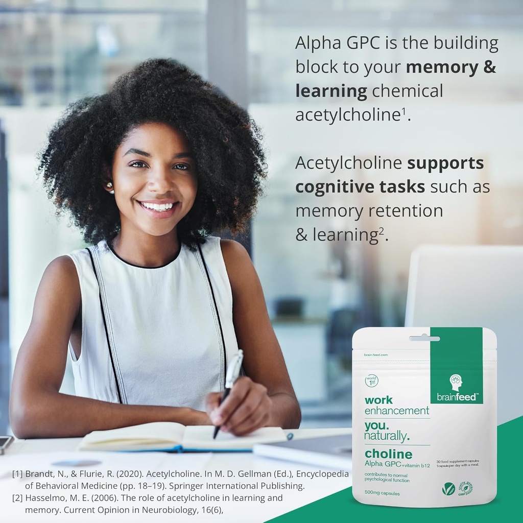 Acetylcholine Supplement | 99% Alpha GPC Capsules (60) | 1-a-Day | Memory, Focus Concentration Nootropic Brain Supplement | Acetylcholine Precursor | Alpha GPC Powder in Capsule | Lab-Tested 6