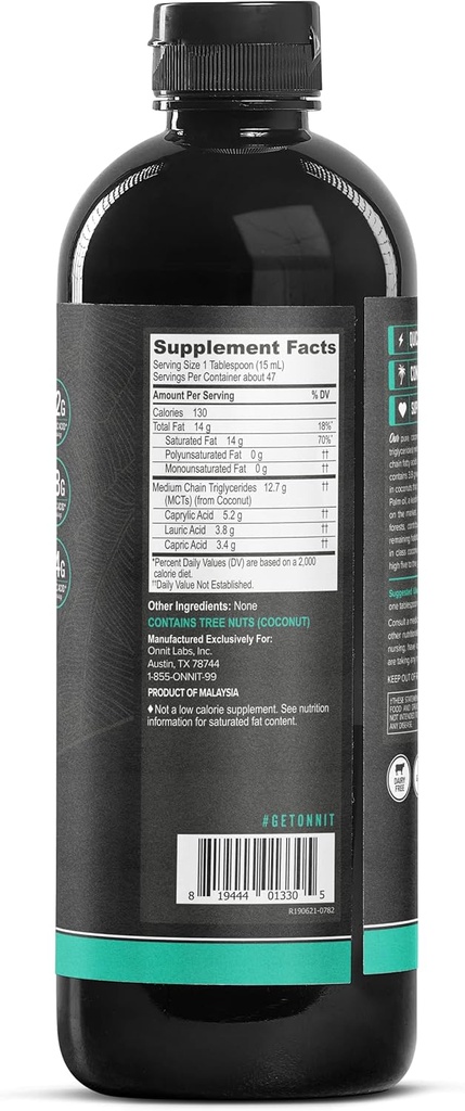 Onnit MCT Oil - Pure MCT Coconut Oil, Ketogenic Diet and Paleo Optimized with C8, C10, Lauric Acid - Perfect for Coffee, Shakes, and Cooking (Flavorless - 24oz) 3