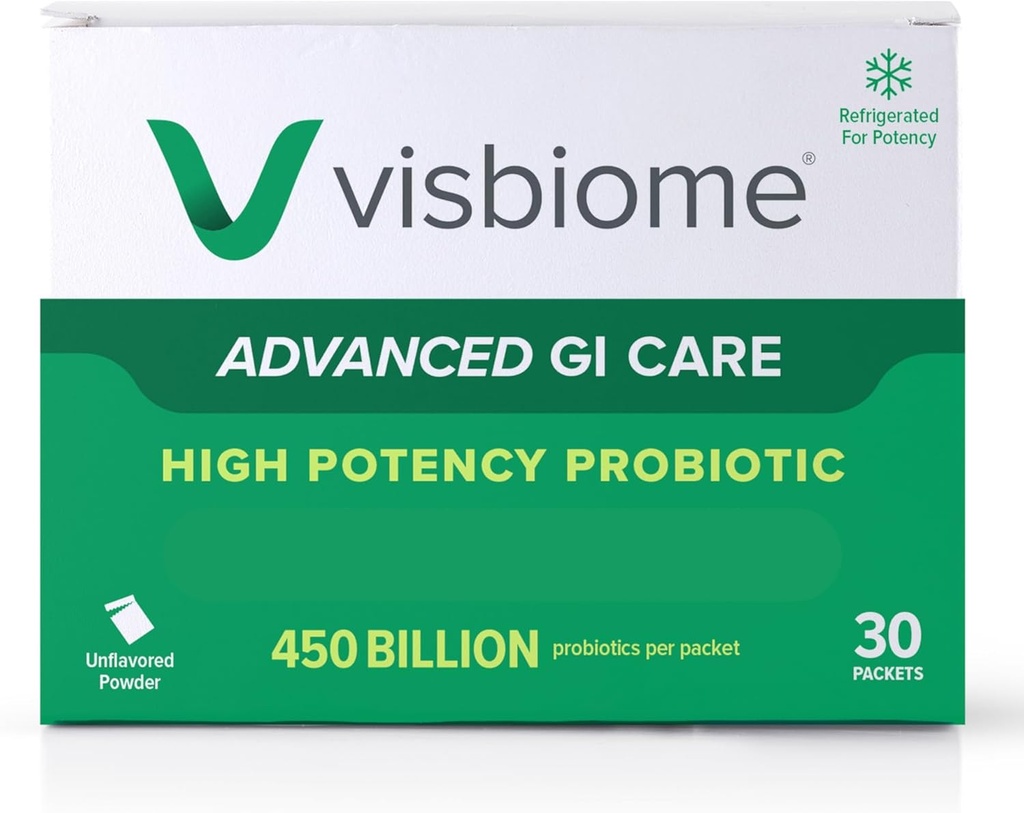 Visbiome® Advanced GI Care - High Potency Probiotic 450 Billion Strength - 30 Packets Unflavored Powder - Original De Simone Formulation - Shipped Cold in Recyclable Cooler with Temperature Monitor. 2