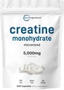 Creatine Monohydrate 5,000mg, 500 Capsules | Pure Creatine Pills – Micronized + Unflavored Powder Source, Easy Absorption | Pre Workout & Muscle Health Support | Keto, Non-GMO 2