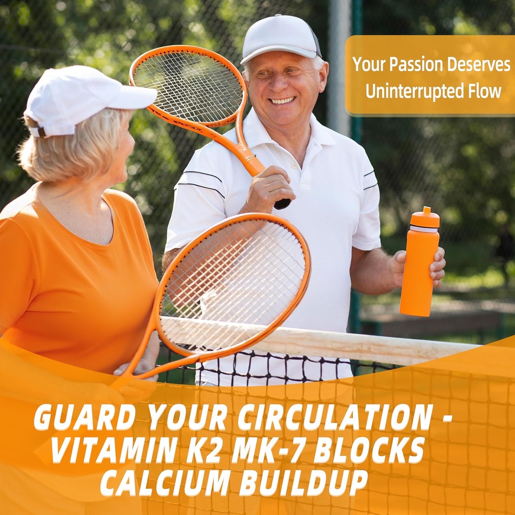 Vitamin K2 MK-7 Gummies 100mcg, Extra Strength K2 Vitamin Supplement for Bone & He-Art Support, Chewable Natural Orange Flavor, Non GMO, Vegan, 60 Gummies 4