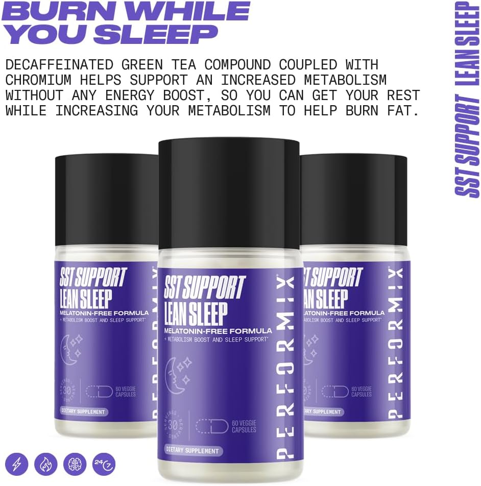 PERFORMIX - SST Support Lean Sleep - Herbal Sleep Aid Supplement - Gentle Nighttime Support - Calming Formula - 60 Veggie Capsules for Adults 5