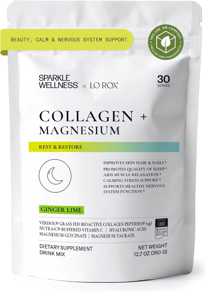 Collagen Magnesium Rest + Restore (Honey Lemonade) [30 Serves] | VERISOL Bioactive Collagen Peptides, Magnesium Glycinate & Taurate Salts | Lauren Roxburgh Rest + Restore | Calming Beauty Routine 2