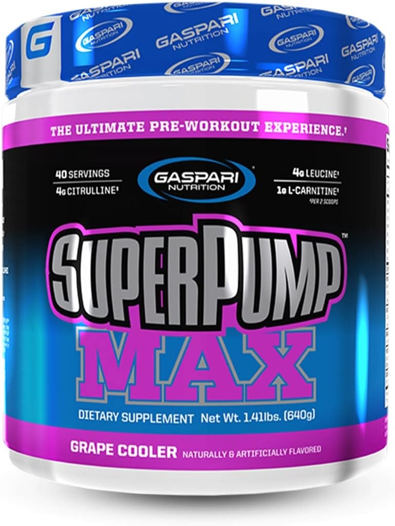 Gaspari Nutrition SuperPump MAX, The Ultimate Pre Workout Powder, Sustained Energy Preworkout, Nitric Oxide Booster, Muscle Growth, Recovery & Replenishes Electrolytes (Grape Cooler) 2