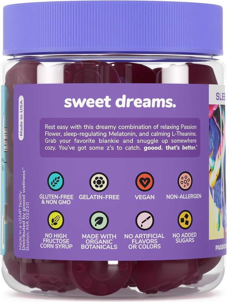 Goood Sugar Free Melatonin Gummies 5mg - Sleep Gummies for Adults - Sleep Supplement with L-Theanine - Melatonin 5mg Gummies - Gluten Free & Non GMO Sleeping Gummies for Adults for Calm Sleep 60 Ct 3