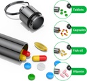 Small Pill Box,(2 Pack) Keychain Pill Holder Portable Mini Travel Pill Container Metal Case Bottle with Keyring 5