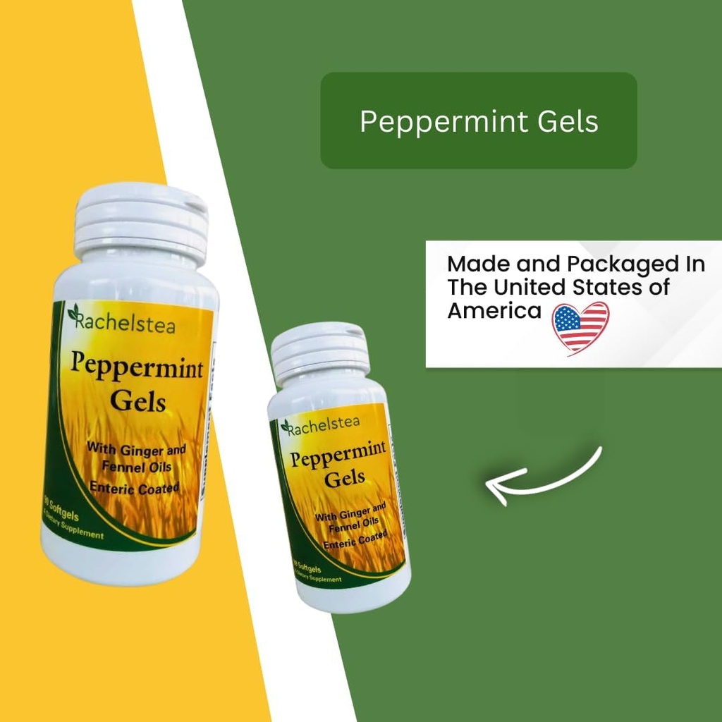 Peppermint Gels: 90 Enteric Coated softgels with Ginger and Fennel Oils from Rachel's Tea 3