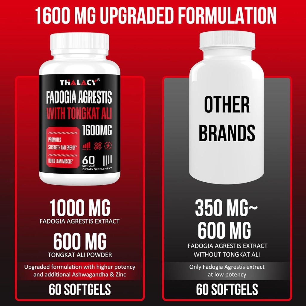 1600mg Fadogia Agrestis Tongkat Ali Supplement, Fadogia Agrestis Extract for Men with Ashwagandha - Maximum Strength, 120 Softgels 5
