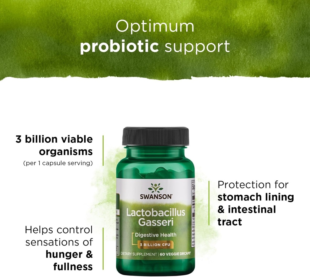 Swanson Lactobacillus Gasseri - Probiotic Supplement Supporting Digestive Health with 3 Billion CFU - Design-Release Satiety & Fat Metabolism Support - (60 Veggie Capsules) 4 Bottles 5