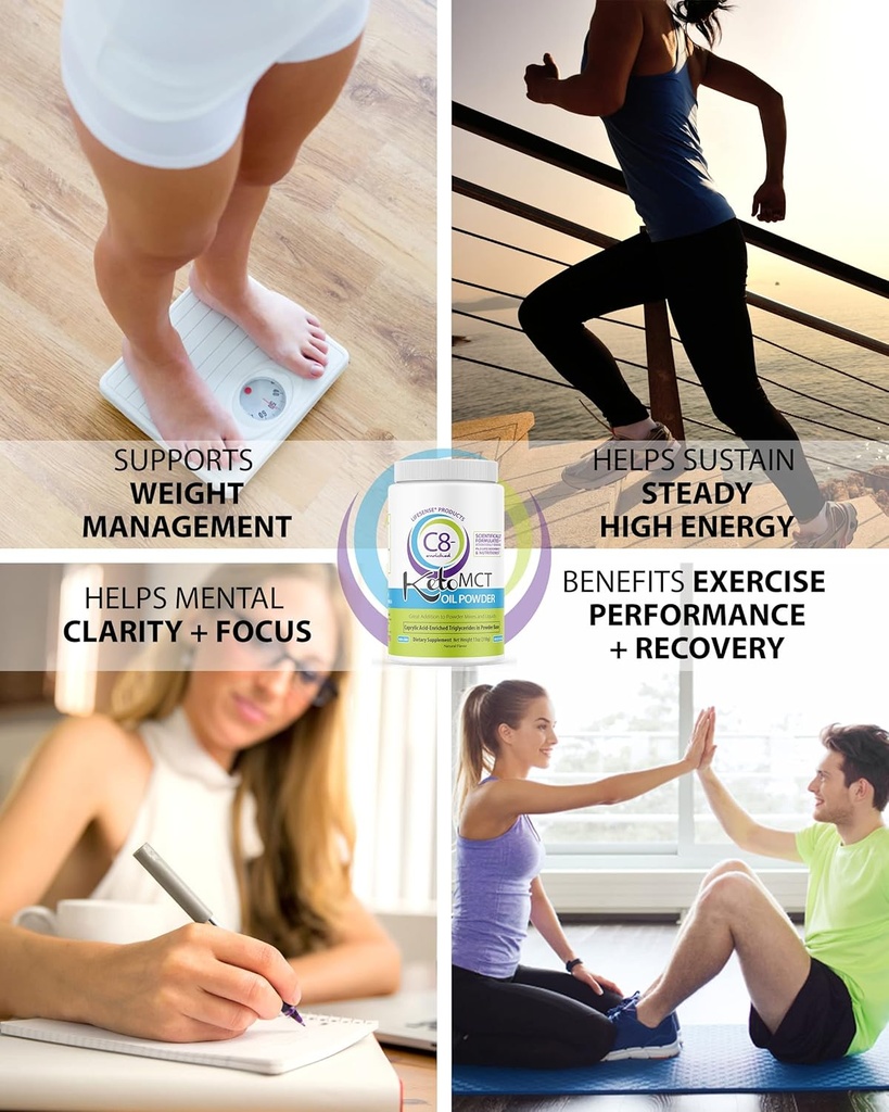 LifeSense C8 enriched MCT Oil Powder Unflavored Sourced from Coconut Oil, Keto-Friendly, Developed by PhD Nutrition in USA, Optimal Fuel for The Brain and Body 4