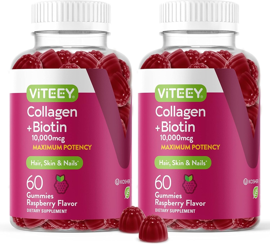 Viteey Collagen Gummies with Biotin Gummies for Hair Skin and Nails Vitamins - Biotin and Collagen Supplements for Women & Men - Vegan, Gluten-Free – 120 Count 2