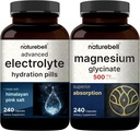 NatureBell Magnesium Glycinate Capsules 500mg & Advanced Electrolyte Hydration Pills Bundle Pack | Chelated & Purified Mineral | Fast Hydrating Keto Electrolytes 2