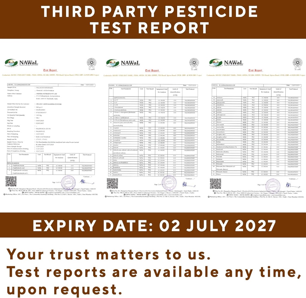 Grenera Organic Ashwagandha Powder 2.2 lbs (35.2 Ounce) (Withania somnifera) - Organic, Vegan, Kosher Certified 4