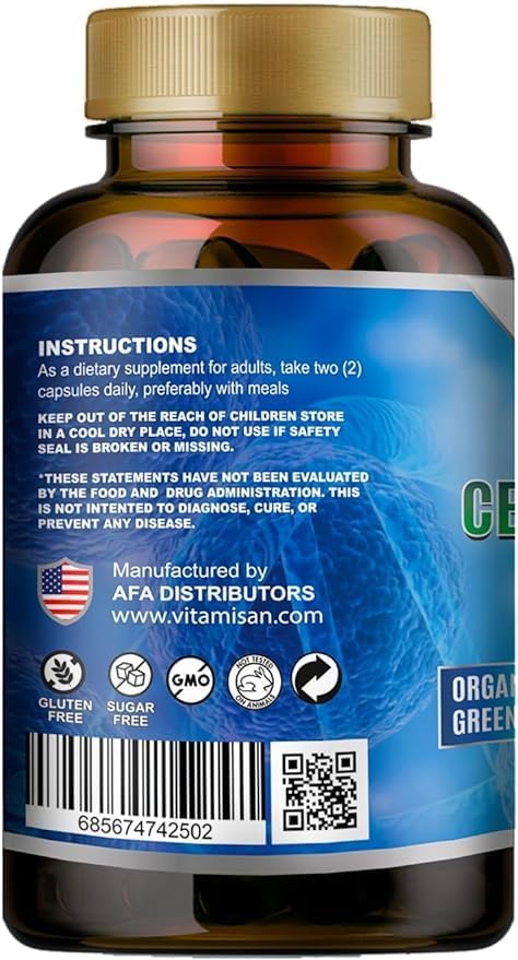 2 Celulas Madres AFA Stem Natural Cell 120 Capsules 1000 mg Blue Green Algae Non GMO Gluten Free Aphanizomenon Flos-aquae Bio celula Madre Supplement 3