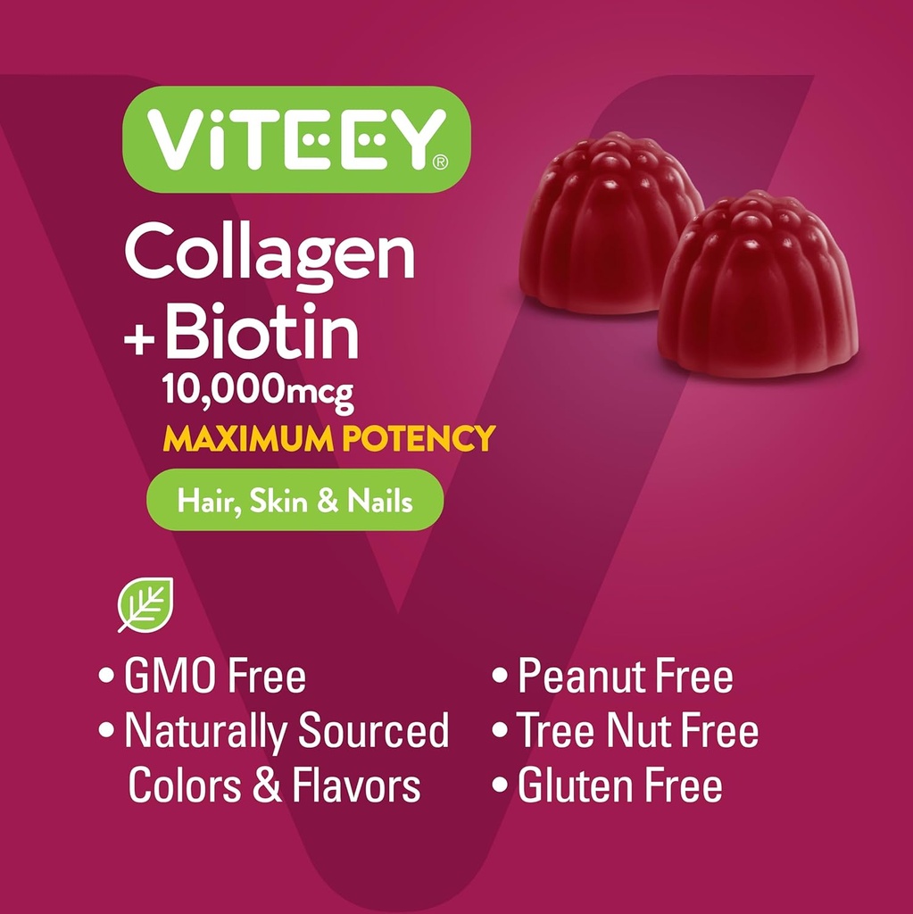 Viteey Collagen Gummies with Biotin Gummies for Hair Skin and Nails Vitamins - Biotin and Collagen Supplements for Women & Men - Vegan, Gluten-Free – 120 Count 6