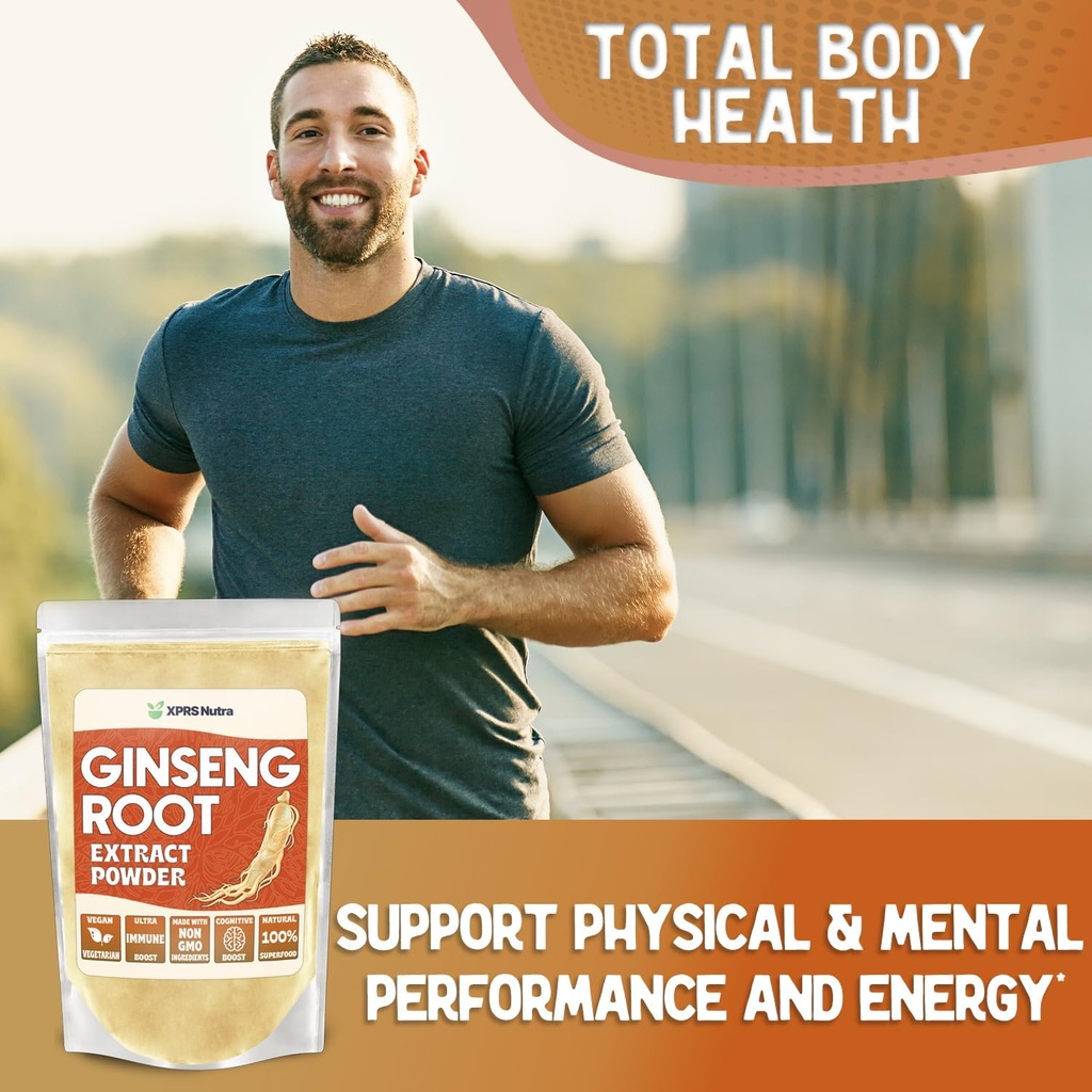 XPRS Nutra Ginseng Root Extract Powder - Ginseng Powder Supports Cognitive Function, Physical Performance, and Immune System - Vegan Friendly Panax Ginseng in Powder Form (4 Ounce) 5