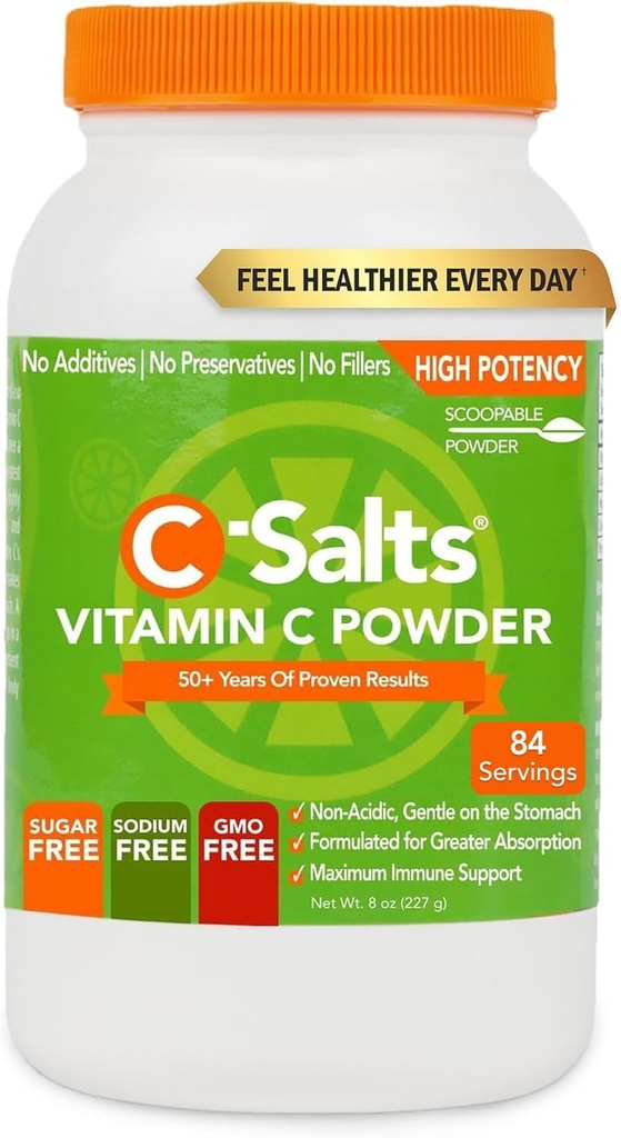 C-Salts Vitamin C Powder Supplement - 100% Pure High Dose Buffered Vitamin C Powder for Immune Support - Organic, Sugar-Free, Vegan, Non-GMO, Stomach-Friendly, Original 8 oz 2