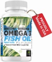 Omega 3 Fish Oil 2000mg HIGH Potency 800mg EPA DHA 600mg BURPLESS Supplement Non GMO Omega 3 Fatty Acid Supplements HIGH DOSE Fish Oil for Dogs Cats Humans Made in USA 2