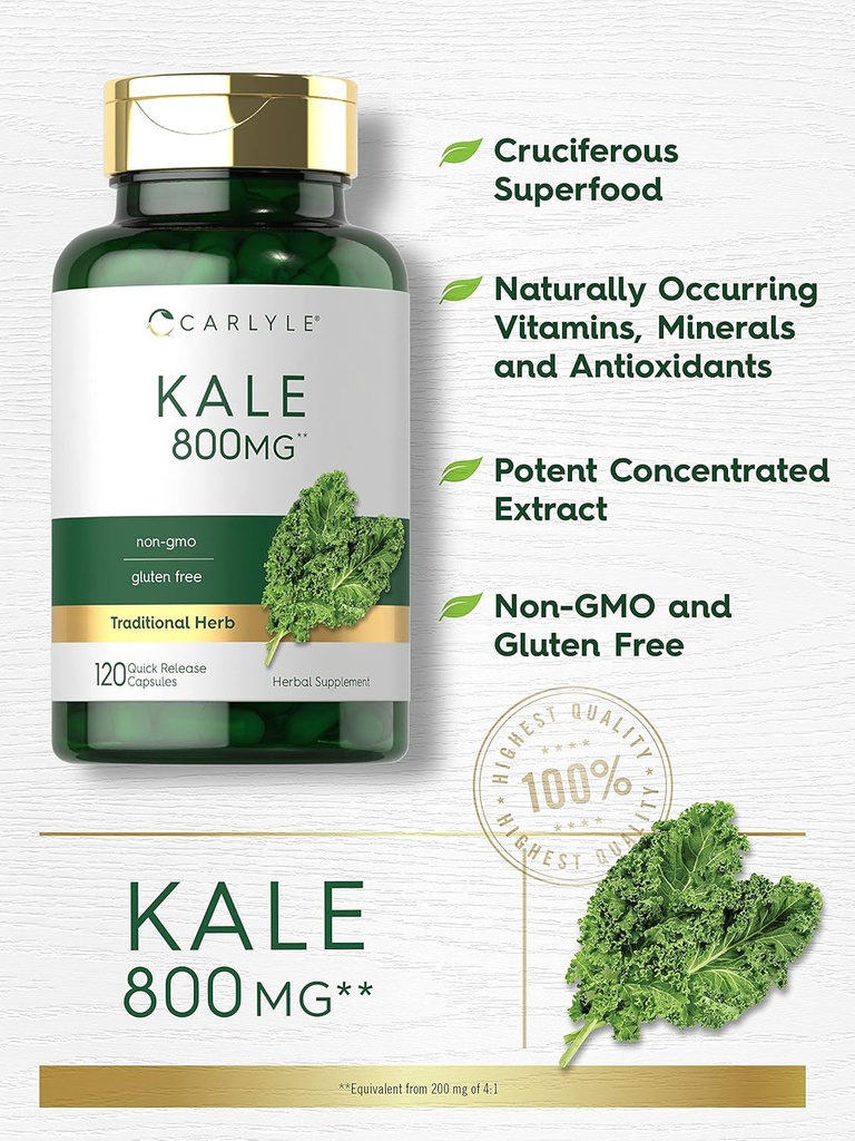Carlyle Kale Extract 800mg | 120 Capsules | Non-GMO and Gluten Free 4