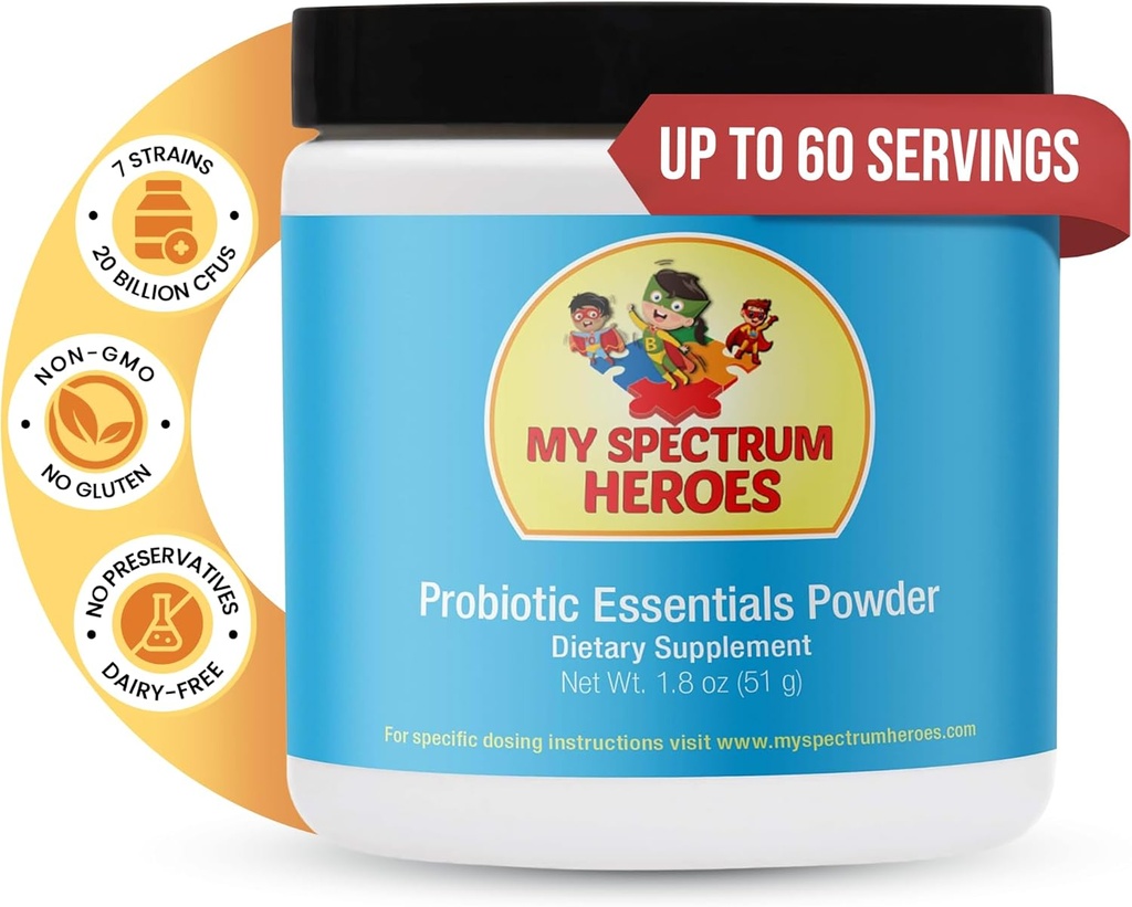 My Spectrum Heroes Probiotic for Kids - Helps Bowel Regularity, Digestion & Micronutrient Absorption, Maintain Gastrointestinal Balance, Children’s Gut Health and Digestive - 1.8oz (51g Powder) 2
