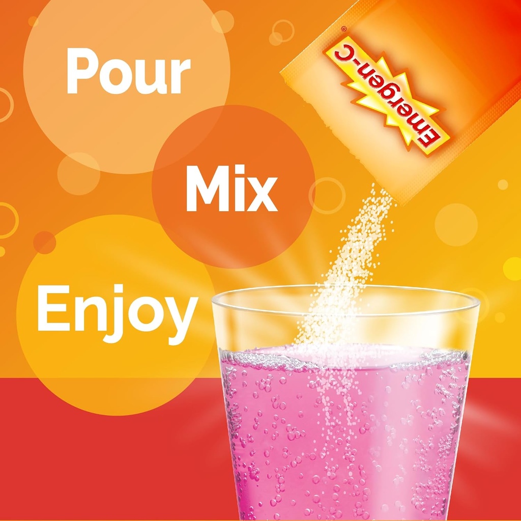 Emergen-C 1000mg Vitamin C Powder, with Antioxidants, B Vitamins and Electrolytes, Vitamin C Supplements for Immune Support, Caffeine Free Drink Mix, Raspberry Flavor - 60 Count/2 Month Supply 5