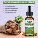 Berberine Supplement 1500mg, Organic Berberine Liquid Drops with Ceylon Cinnamon, Bitter Melon, Sugar-Free & Vegan Supplement Supports Immune System & Gastrointestinal Care - 4 FL Oz 3