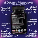 Lion's Mane Mushroom Supplement | 120 Capsules: Alpha Brain Enhancement of Cognitive Clarity, Focus with Our Specialty Blend 4 Mushroom Mycelium Formula 4