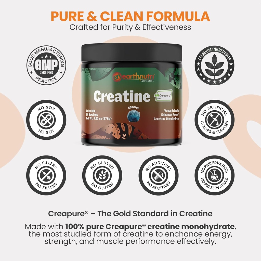 EarthNutri Creatine Monohydrate Powder - Pure Creatine Supplement for Muscle Strength, Strength & Performance - Non-GMO, Sugar-Free, Additive-Free – for Men & Women, Flavored 250g 4