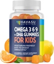 Omega 3 6 9 + DHA Gummies for Kids - Vegetarian, Plant-Based Fish Oil with DHA and EPA for Children 2+ to Support Body and Brain Development - No Fishy Taste - Lemon and Orange Flavors - 60 Count 2