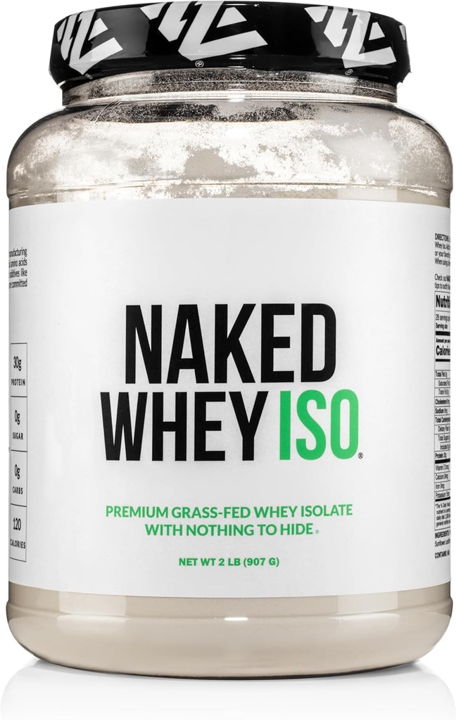 NAKED Whey Isolate Protein - Only 2 Ingredients, 30g Grass-Fed Protein, Zero Carb, Unflavored, Undenatured, Non-GMO, No Soy, Gluten-Free, No Preservatives - 28 Servings 2