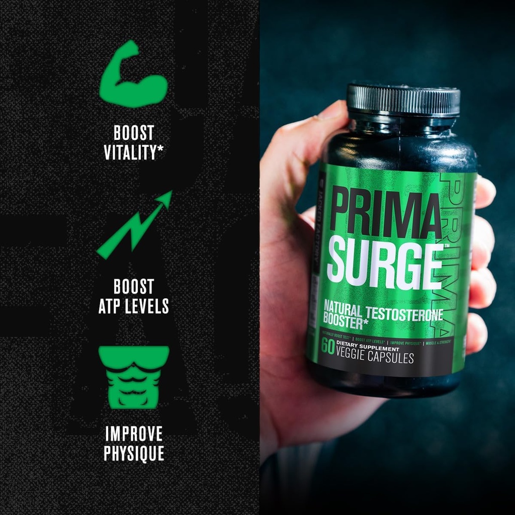 Jacked Factory PRIMASURGE Testosterone Booster for Men (60 Capsules) & Build-XT Daily Muscle Builder & Performance Enhancer | Muscle Building Supplements for Muscular Strength & Growth 5