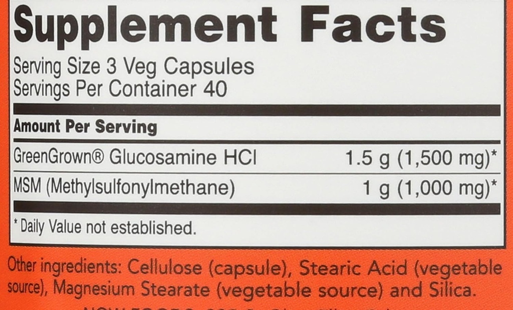 NOW FOODS Vegetarian Glucosamine & MSM, 120 CT 4