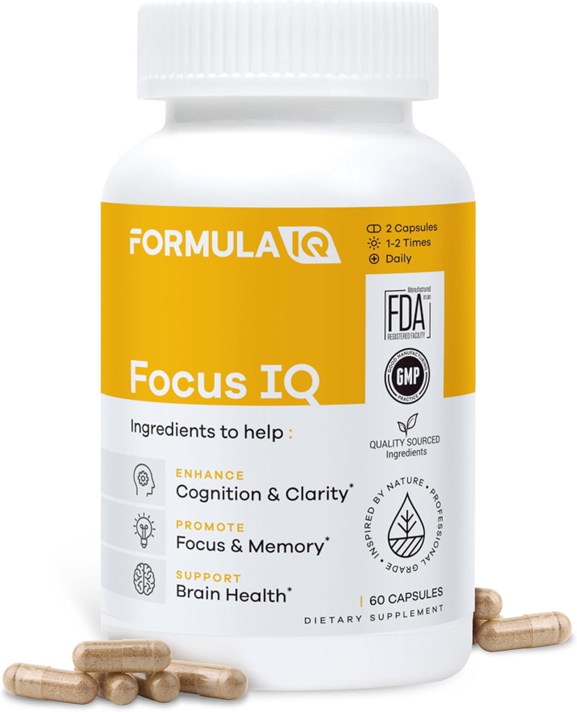 FIQ - Focus IQ - Brain Supplements for Memory and Focus - Memory Supplements - Cognitive Support - 60 Capsules 2