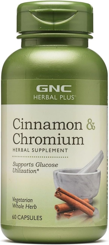GNC Herbal Plus Cinnamon & Chromium Supplement, Vegetarian, Supports Glucose Utilization, 30 Servings 2