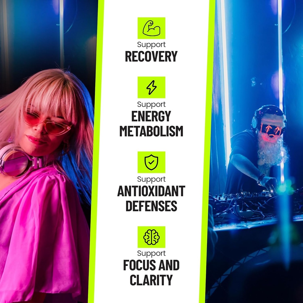 Rave Aid Supplement - Concert & Festival Essentials Supplement with NAC 500mg | Doctor 5-HTP-Free Formula | After Party Vitamins & Immune Support | Music Festival Rave Kit - 60 Capsules 4