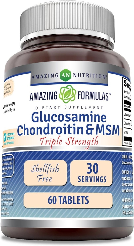 Amazing Formulas Glucosamine Chondroitin & MSM-Triple Strength Shellfish Free Tablets(Non-GMO,Gluten Free) | 60 Tablets 2