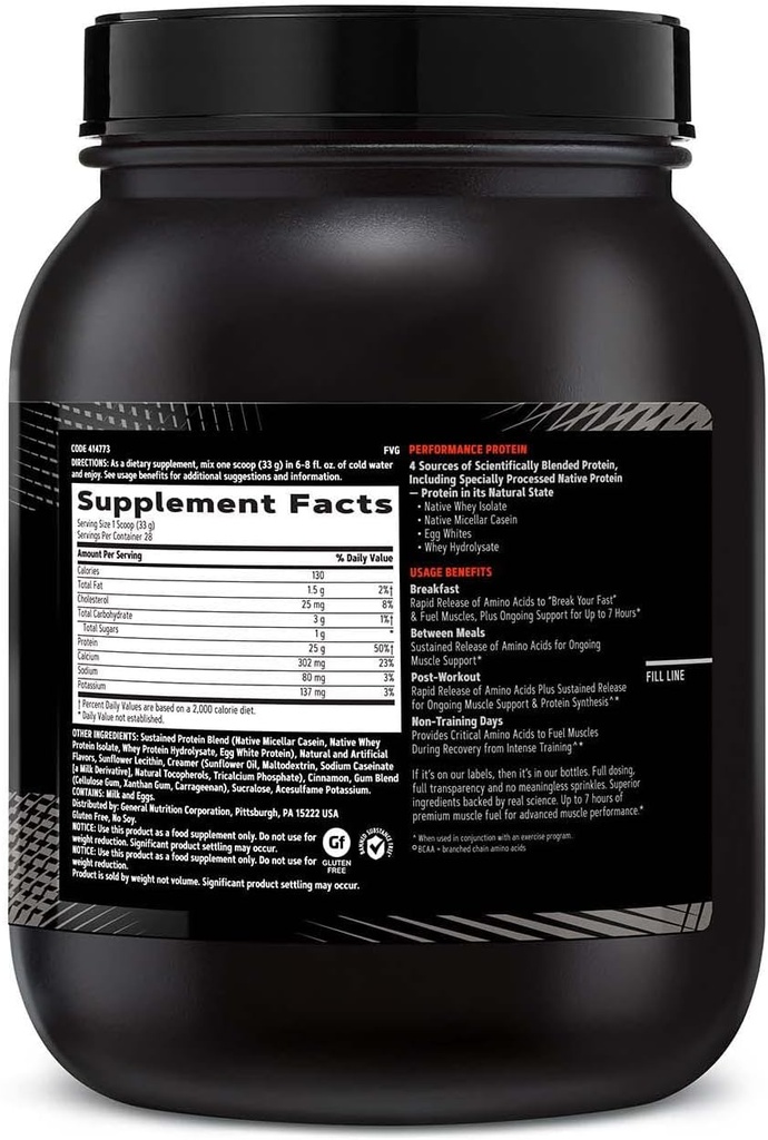 GNC AMP Sustained Protein Blend - Cinnamon Toast (28 Servings) 3