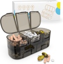 BEXEEN 7-Day Portable Pill Organizer - 12 Compartment Box with Alarm, Travel Bag, Lock, Key Chain, Timer, Pill Cutter 2