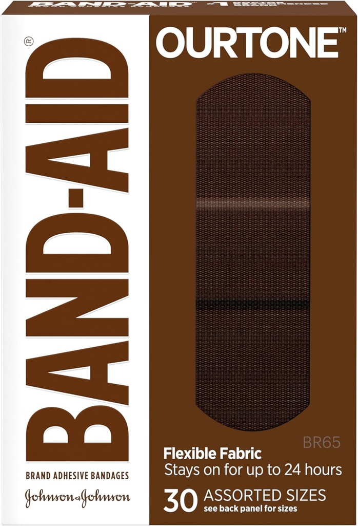 Band-Aid Brand Ourtone Adhesive Bandages, Flexible Protection & Care of Minor Cuts & Scrapes, Quilt-Aid Pad for Painful Wounds, BR65, Assorted Sizes, 30 ct 2