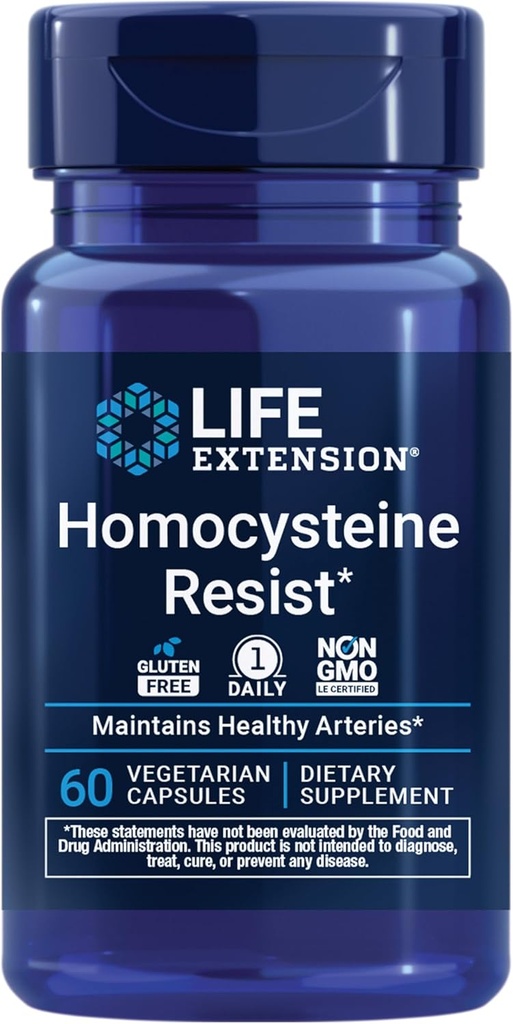 Life Extension Homocysteine Resist, 60 Vegetarian Capsules (Pack of 2) Vitamin B2, B6 & B12 + Folate - Once-Daily, Non-GMO, Gluten-Free 6