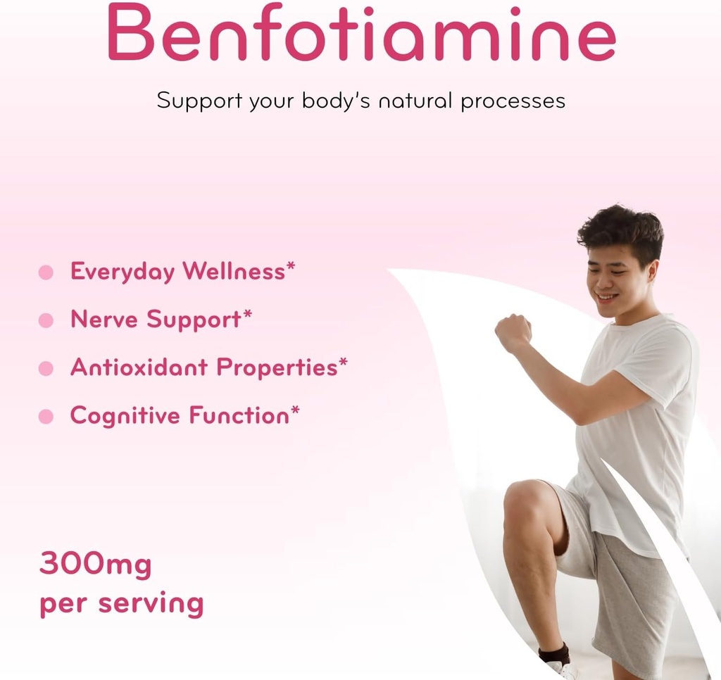 High Absorption Vitamin B1 Benfotiamine 300mg - Benfotiamine Supplement for Glycation Heart and Nerve Support - Vegan Non-GMO & Gluten Free Fat Soluble Thiamine B1 Supplement (180 Servings) 5